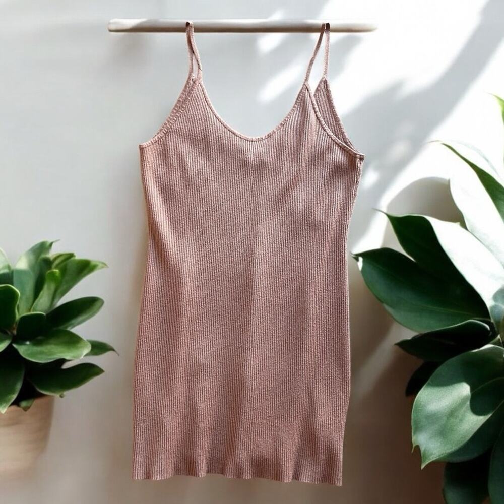 RSQ Tilly’s Neutral Tan Ribbed Knit Spaghetti Strap Dress juniors size XXL